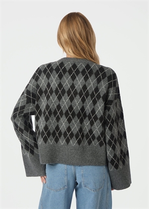 Kick check knit bluse Antracit Neo Noir 